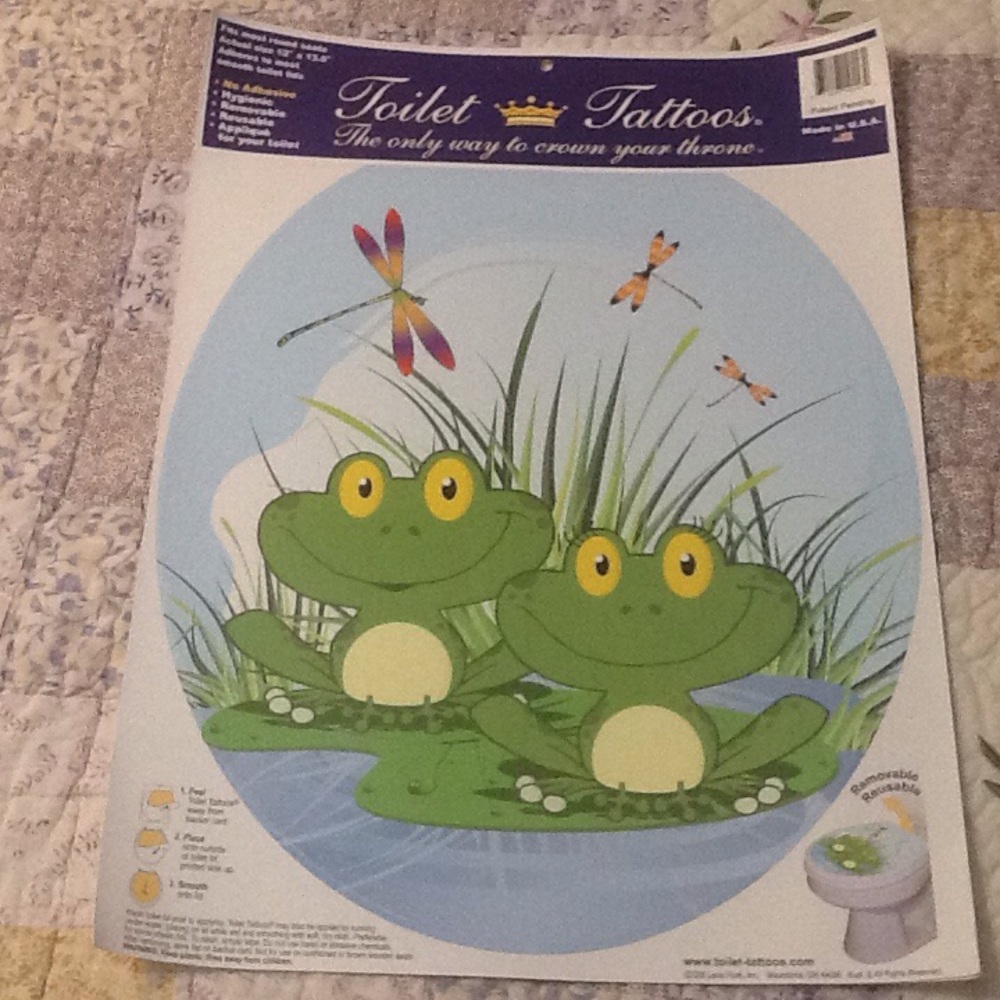 Toilet Tattoo  Frogs Lid Cover Decor Reusable